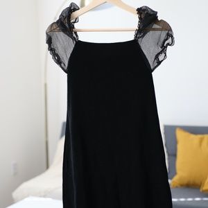 Zara Black Mini Dress with Bubble Shoulders